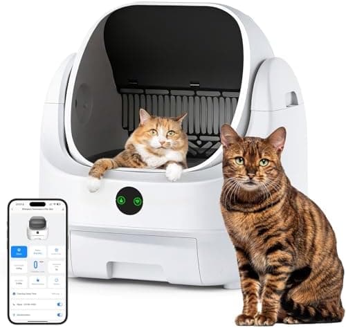 Arenero Gatos autolimpiable Abierto, Ellenpent Caja de Arena Automática Sin olores e Higiénico, Capacidad Grande, Control por App, Seguro, Limpieza Rápida, Adecuado para Hogares con Varios Gatos