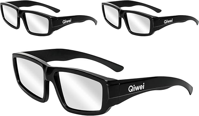 QIWEI Gafas Eclipse Solar Homologadas 2026 [Pack 3] - Certificadas CE & ISO 12312-2:2015 Gafas de plástico eclipses- Protección Premium UV/IR para Eclipse Solar Total del 12 Agosto - Adultos y Niños
