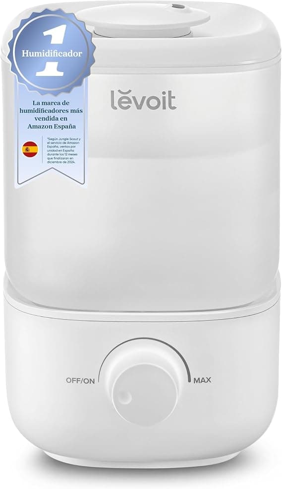LEVOIT Humidificador Bebés, 2,5L Hasta 25H para Dormitorio, 23dB Silencioso Humidificador de aire para Bebés y Plantas, 17W, Boquilla Giratoria de 360°, Apagado Automático, sin BPA