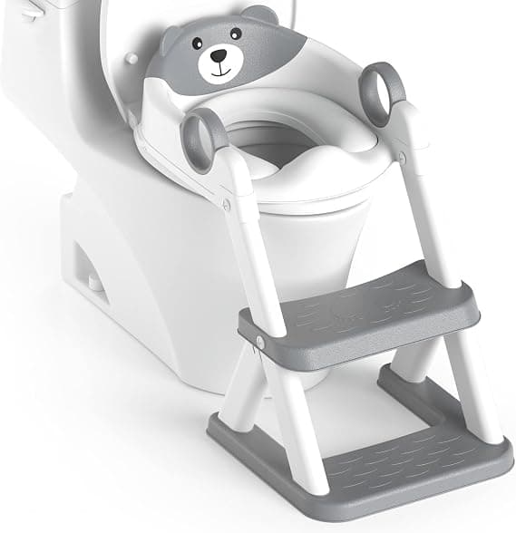 Rabb 1st Adaptador Wc Niños, Plegable Portatil Infantil Asiento Inodoro, Inodoro de Entrenamiento 2 en 1 para Niños, Cojín Antideslizante y Antisalpicaduras, Taburete de Escalera