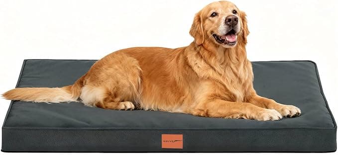WAVVE Cama Perro Extra Grande Ortopédica 112x81x7.6 cm, Colchon Perro Desenfundable Impermeable Lavable Irrompible, Cama Can con Espuma De Caja De Huevos, Dog Bed XL, Gris