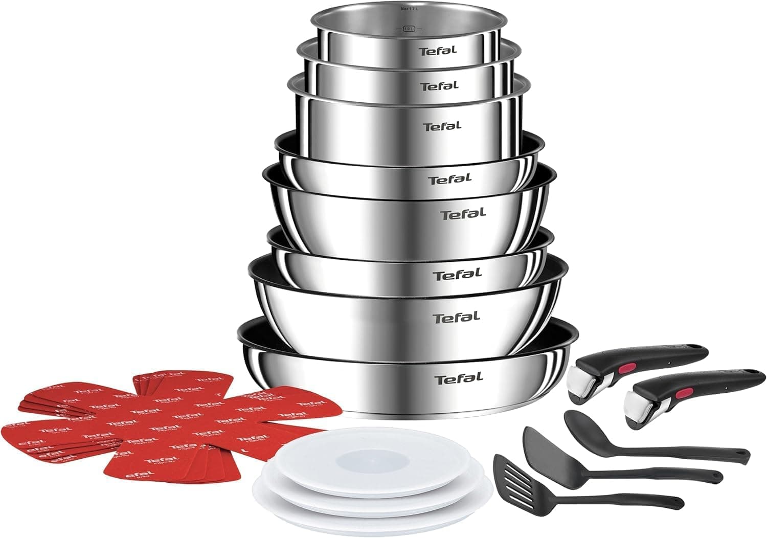 Tefal Ingenio Emotion — Juego 8 piezas: 3 Sartenes + 3 Cazos + Guisera + Wok