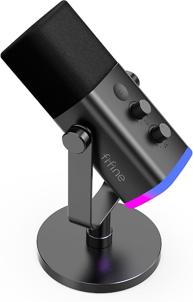 FIFINE XLR USB Microfono Gaming per PC PS4 PS5, Streaming Micrófono de Dinámico per Podcast Studio para Estudio Grabación