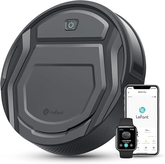 Lefant M210 Pro Robot Aspirador, Succión de 2200 Pa,120 Min Autonomía, Aspirador Robot Sin Enredos, Delgado, Ideal para Pelo de Mascotas, Alfombras de Pelo Bajo, Wi-Fi/App/Alexa, Gris