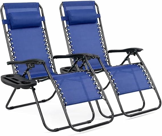 Pack 2 Tumbonas o Sillas de Exterior Plegables para jardín | Playa | Piscina o Terraza | Hamacas Reclinables Camping con Portavasos y Reposacabezas | Hasta 150kg | Silla plegable playa o Tumbona