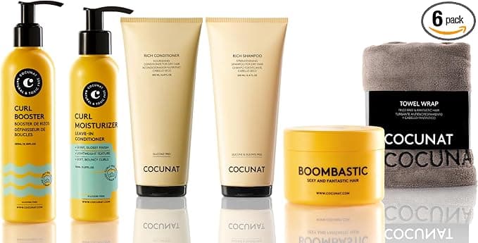 COCUNAT - Plan Nutrición y Volumen para Rizos - Nutre, Define, Fortalece, Hidrata y Define Rizos - Método Curly - Elimina Encrespamiento (Frizz) - Incluye Turbante Anti frizz