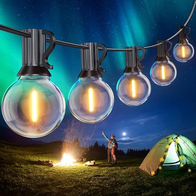SUWIN Guirnalda Luces Exterior, 45 Metros Con 75+2 PCS G40 LED Bombillas, IP45 Impermeable Cadena de Luces Para Exterior, Jardín, Boda, Partido, Patio