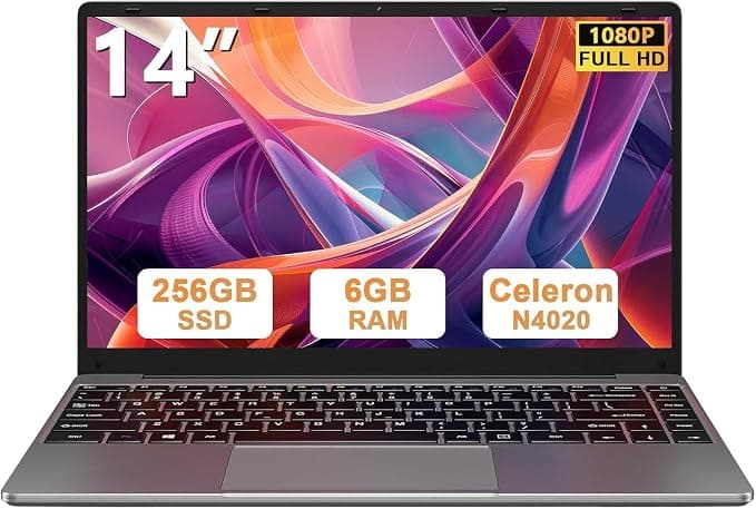 2026 Ordenador Portátil 14 Pulgadas Win 11 con 5G WiFi 6GB RAM 256GB SSD Expansión SSD 1TB（Up to 2.8Ghz）,BT4.2 3.0 Transmisión Puerto 1080 Portátiles FHD Buenos & Mini Puerto Multimedia con ratón-Gris
