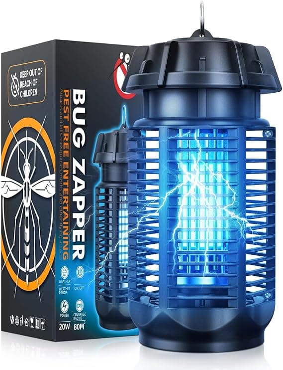 Lampara Antimosquitos, 20W UV Mata Mosquitos Electrico, Lampara Antimosquitos Exterior Interior, IPX4 Impermeable, Adecuado para Jardines, Salas de Estar, Camping Etc., Cable de 1,5 m