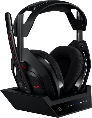 Logitech G Astro A50 Lightspeed Auriculares inalámbricos de Gaming + Base | (5.ª gen), PRO-G GRAPHENE, cambio entre 3 sistemas, USB-C, Xbox, PS5, PC, Nintendo Switch, Switch 2, Bluetooth - Negro