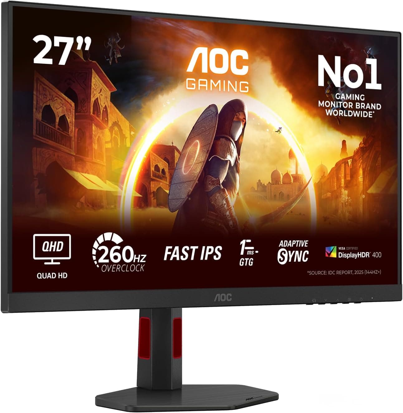 AOC Q27G4ZR Monitor Gaming 27" QHD 260Hz Fast IPS, 1ms, HDR400, G-Sync Compatible