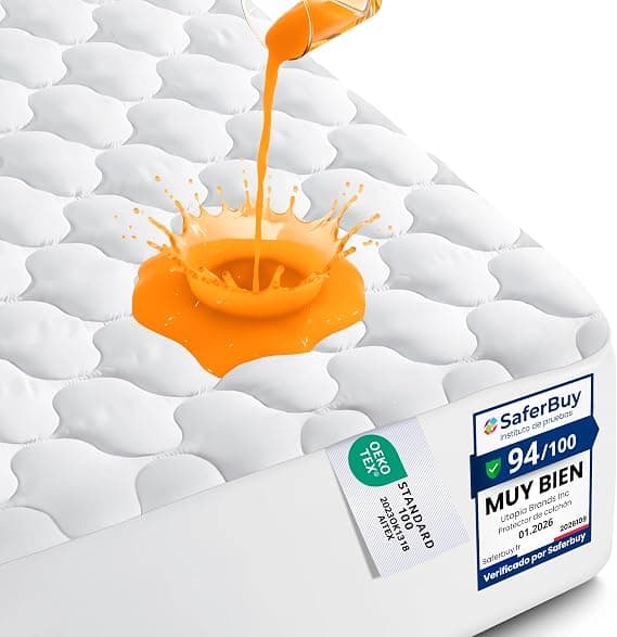 Utopia Bedding Protector de Colchón Impermeable 180x200 cm, Funda Protectora para Cama, Resistente al Agua (Blanco)