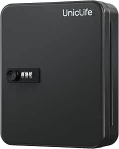 Uniclife Caja Fuerte de Seguridad de 48 Llaves con Cerradura de Combinación, Acero, Negro