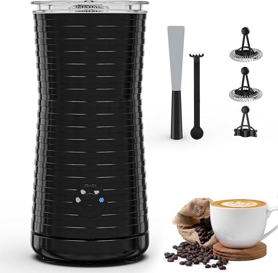 Morpilot Espumador de Leche Eléctrico, Calentador Leche 4 en 1, para Espuma Caliente y Fría, 240ml 400W, Negro