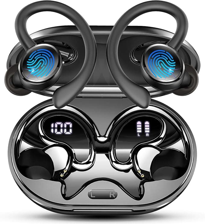2026 Nueva Auriculares Inalambricos Deportivos, Auriculares Bluetooth 5.4 HiFi Estéreo con 4 HD Mic, 50H Cascos Inalambricos Bluetooth con Cancelacion Ruido ENC,IP7 Impermeable Cascos, Pantalla LED