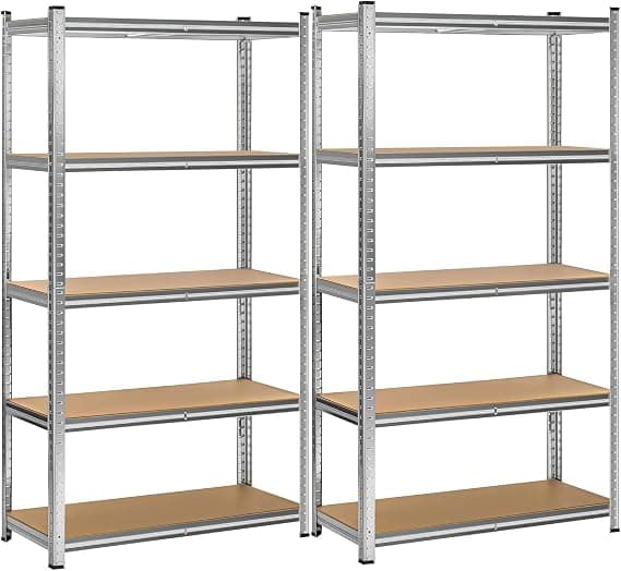 Estantería Metálica Almacenaje 2X Unidades | 180x90x40cm | 5 Baldas Ajustables Modulares | Acero Galvanizado Alta Resistencia | Gran Capacidad de Carga | Ideal Garaje | Trastero | Despensa | Oficina