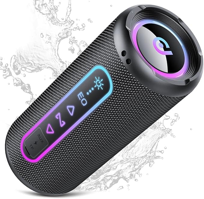 Altavoz Bluetooth Potente 25W, Altavoz Bluetooth con Graves Duales, 24H Reproducción, 5 Modos RGB, Emparejamiento TWS, Impermeable IPX7, Soporte AUX/TF, Altavoz Portátil para Fiestas y Viajes