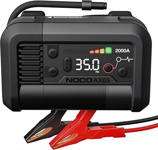 NOCO Boost Air AX65: Arrancador de 2000A con Compresor de Aire de 22A y 100 PSI - Motores de Gasolina de 8,0L y Diésel de 6,0L - Infla Neumáticos de 0 a 40 PSI en 2,0 Minutos