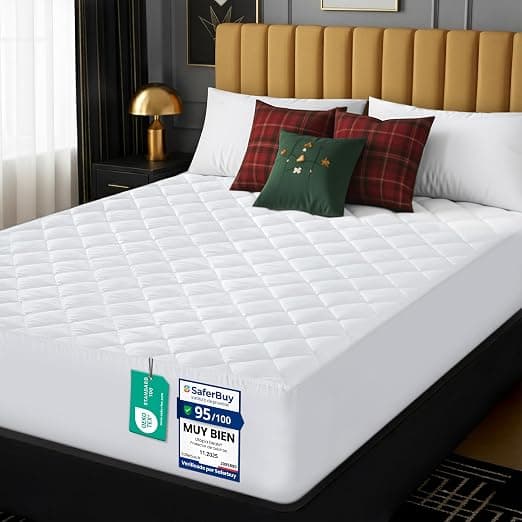 Utopia Bedding Protector de colchón Acolchado 150x200 cm, Microfibra, Transpirable, Funda para colchon estira hasta 38 cm de Profundidad (Cama 150 Blanco)