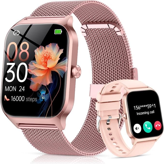 CASCHO Reloj Inteligente Mujer,1.85" HD Smartwatch con Llamadas,120+ Modos Deportes, Monitor Cardiaco y Sueño, Resistente Agua IP68, Whatsapp Llamadas Bluetooth, Regalo Mujer, Android/iOS