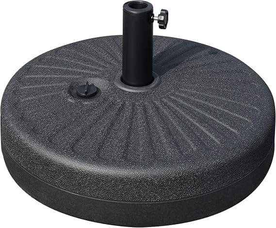 Outsunny Base de Sombrilla de Jardín Rellenable de Agua 22 kg Soporte de Parasol Redondo Apto para Postes de 38mm/48mm Portátil para Terraza Patio Ø51x30,5 cm Negro