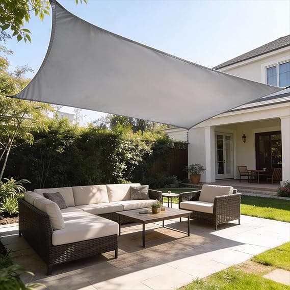 HAIKUS Toldo Vela de Sombra Impermeable Rectangular 3x4m Protección UV PES, Toldos para Patio Exterior Jardín Terraza - Gris Claro