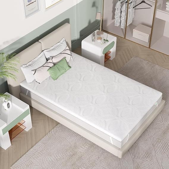 Novilla Topper Colchón Viscoelástico Gel 90x190 cm, 7.5 cm Espesor, Sobrecolchón Memory Foam Mattress Topper, Cubrecolchón Extraíble y Lavable, Blanco