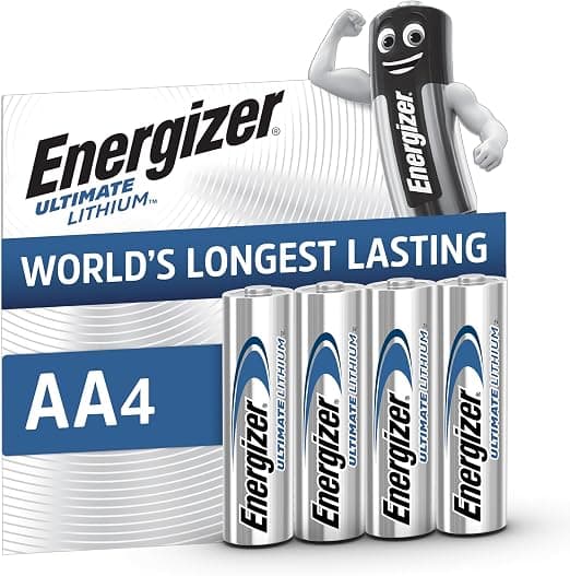Energizer Ultimate Lithium AA Pilas (Paquete de 4) - Una de Las Pilas AA de Mayor duración del Mundo - para Dispositivos de Alto Consumo - Embalaje 100% reciclable - 25 años de Vida útil