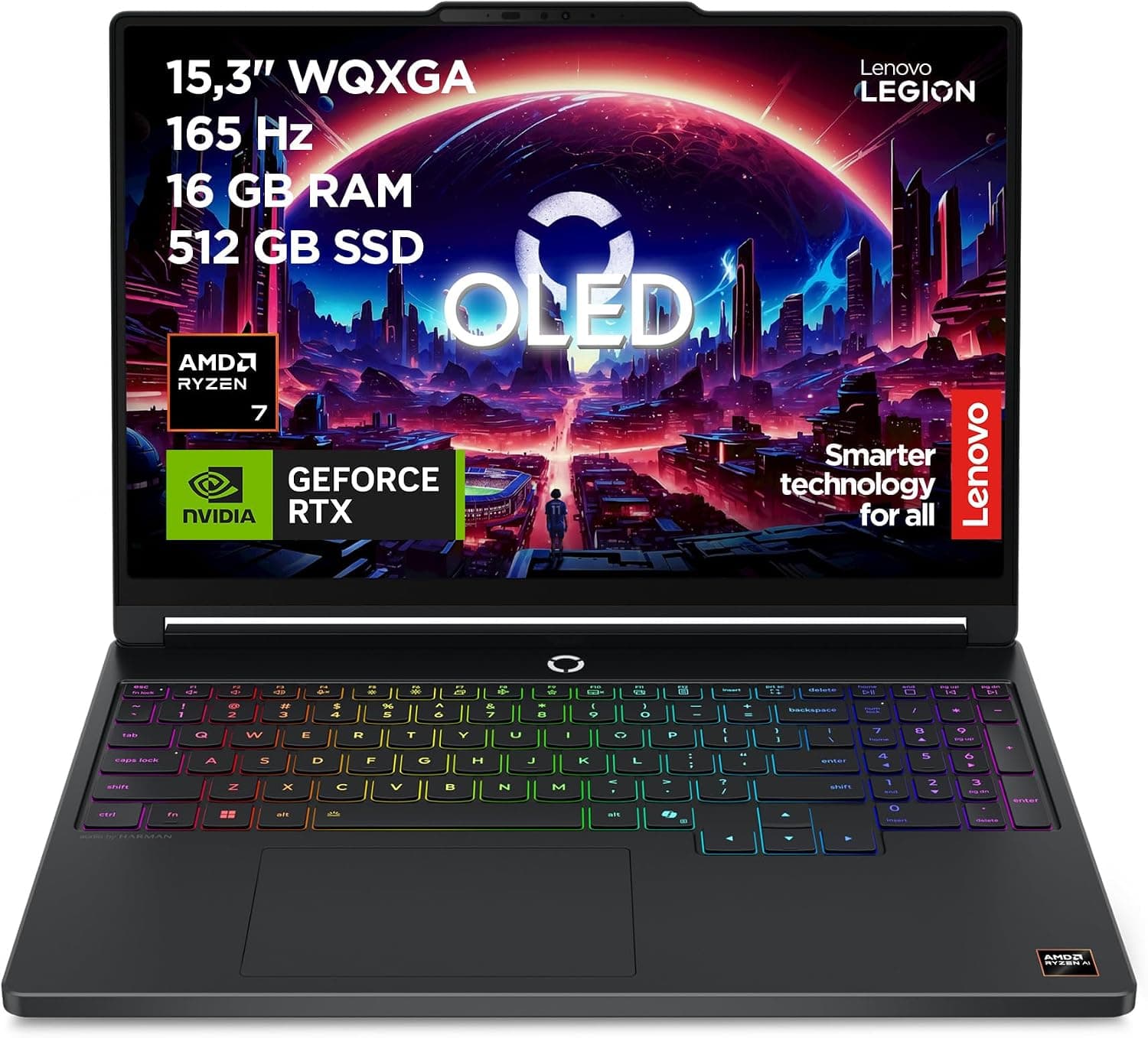 Lenovo Legion 5 Gen 11 Portátil Gaming 15" OLED, AMD Ryzen 7, RTX 5050, 16GB RAM