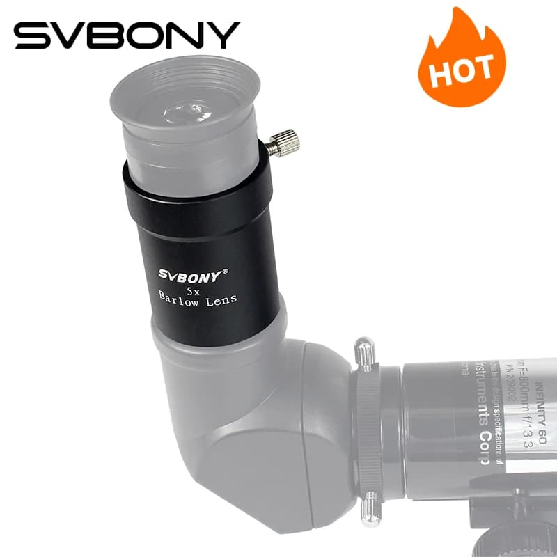 SVBONY Lente Barlow 5X Ocular de 1,25 pulgadas Extensor de longitud focal totalmente recubierto de metal para telescopio profesional