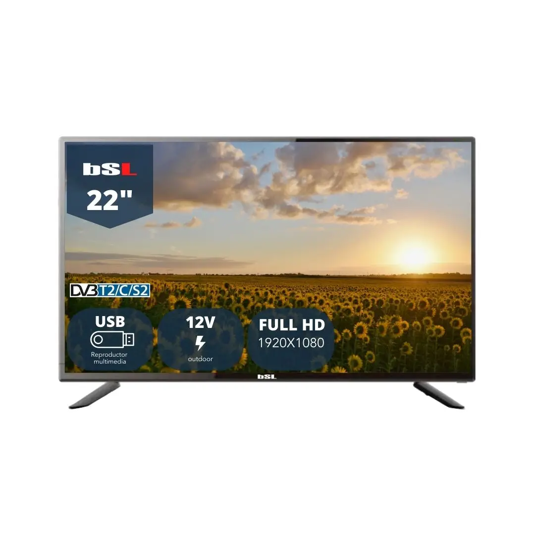 Televisor BSL-22112V de 22 Pulgadas FHD con Tecnología DLED, Sintonizador DVBT2/C/S2, USB Multimedia y Alimentación 12V para Camping o Coche – Marca Bsl