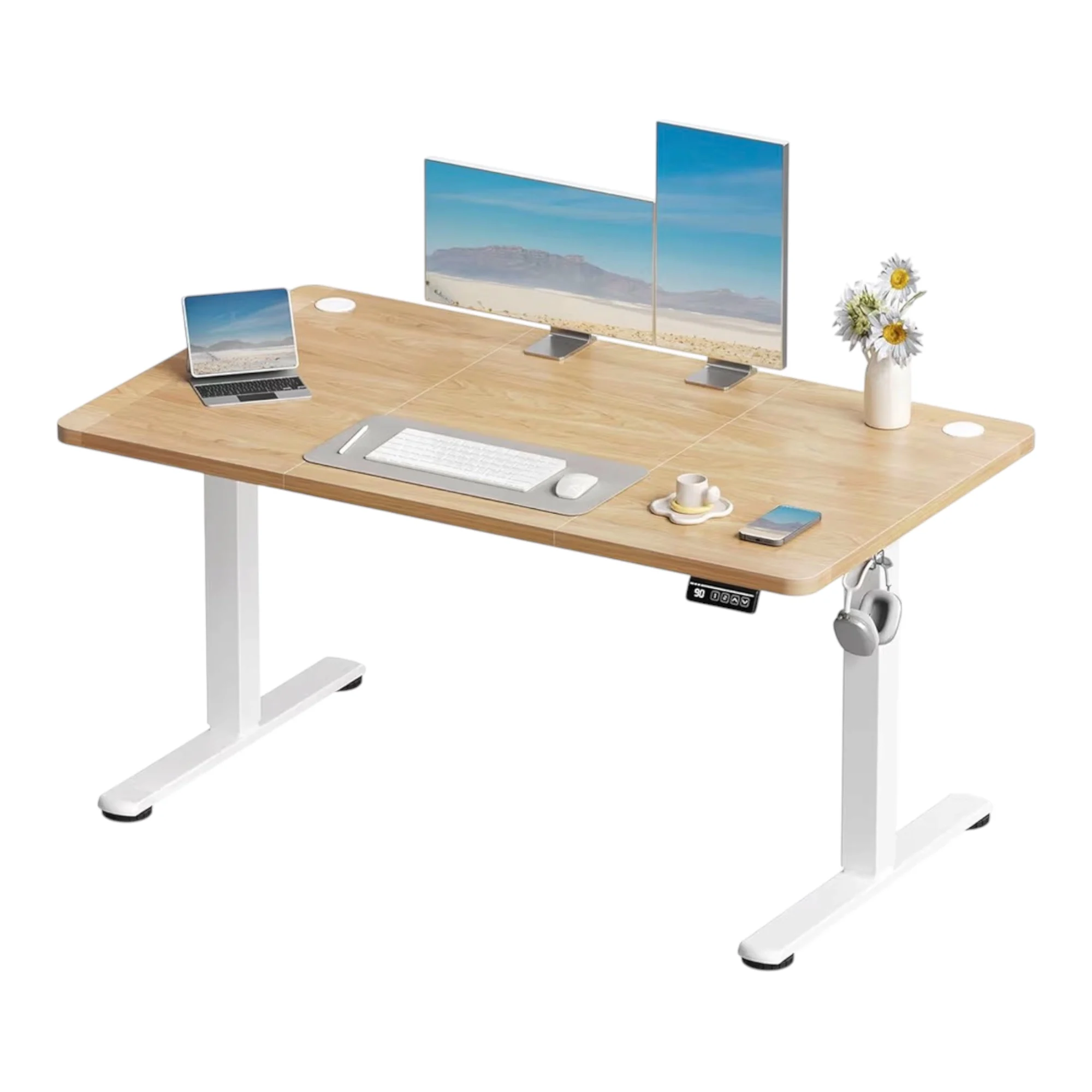 Escritorio Elevable Eléctrico Ajustable en Altura con Panel Inteligente de Varias Memorias, Mesa para Oficina en Casa con Tablero Ensamblado, Ideal para Trabajo Ergonómico y Uso Diario.