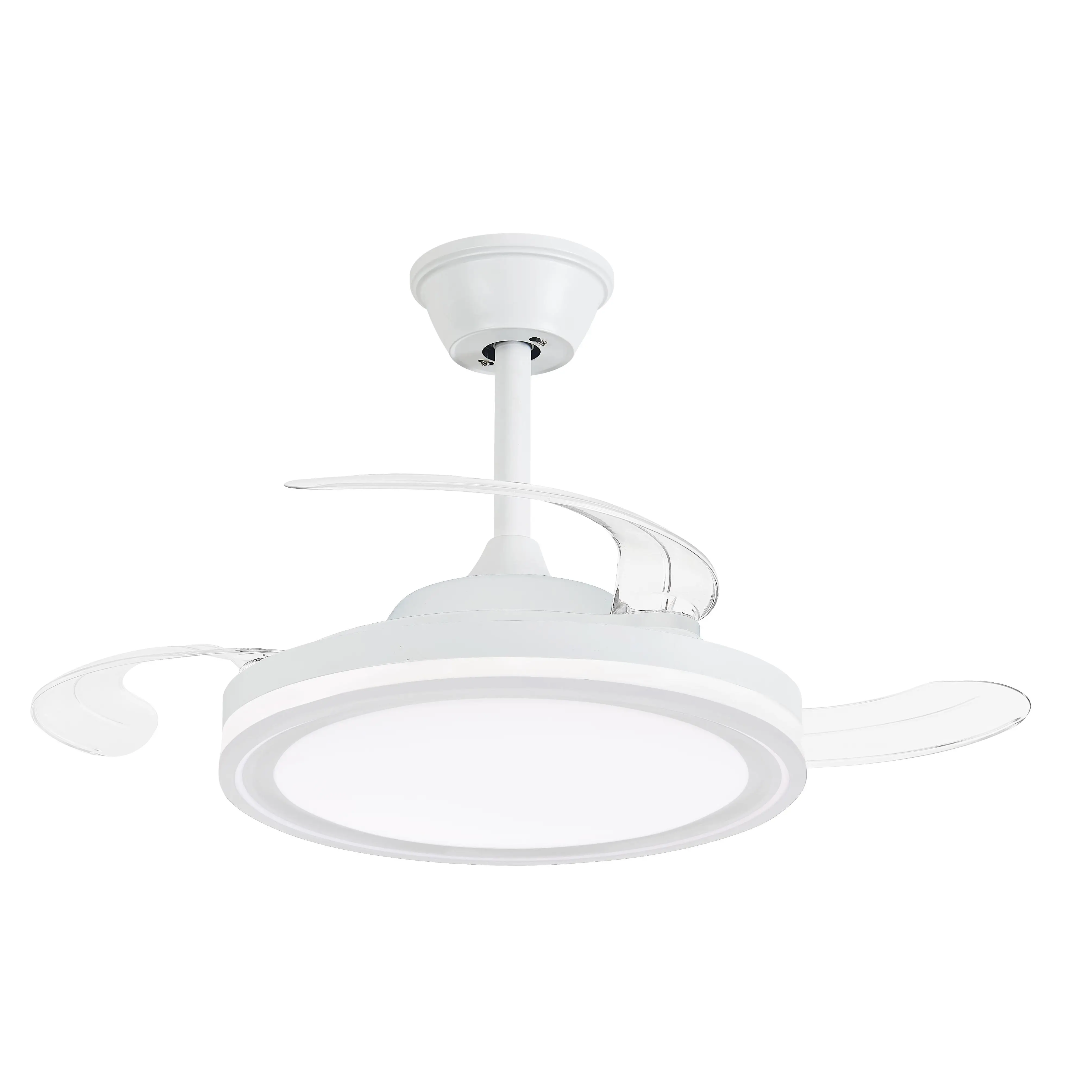 NARVI Ventilador de techo Blanco de Ø40 cm, Palas retráctiles, Motor DC 30W, Luz LED 45W Regulable en intensidad y Color de luz. Con Memoria, Mando. Ref. JAMAICA 8941-40 WH