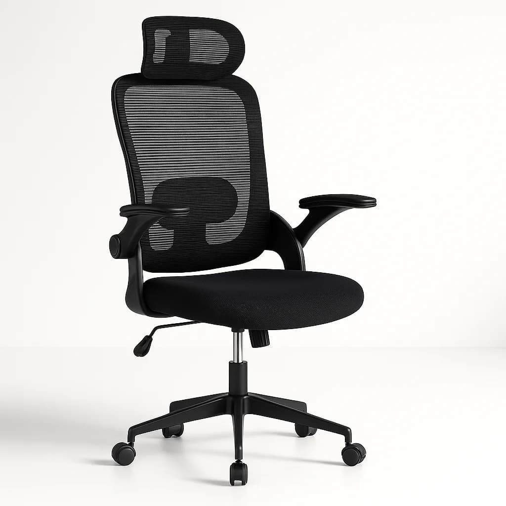 Silla de Oficina T-Lovendo Ergonómica con Reposacabezas, Reposabrazos Ajustables y Soporte Lumbar, Respaldo de Malla Transpirable, Altura Regulable, Ideal para Trabajo en Casa o Estudio