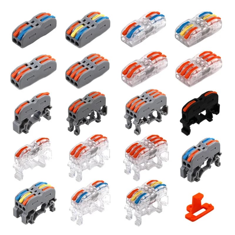 Conectores eléctricos de Cable tipo carril Din, conector de Cable de cableado de Conductor compacto Universal rápido, bloque de terminales a tope LED Push-in