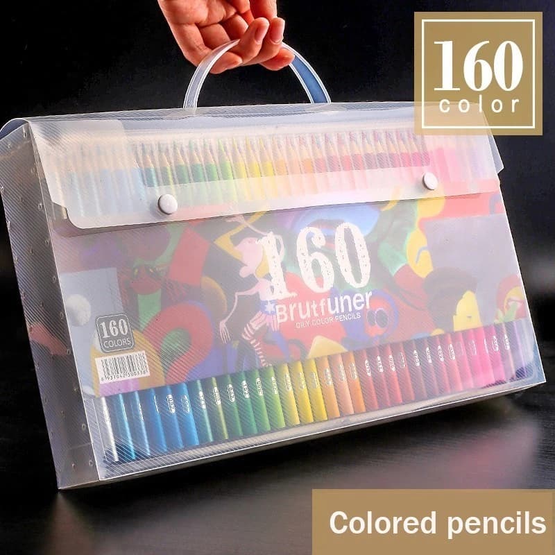 Brutfuner-Juego de lápices de colores para dibujo profesional, Set de lápices de colores de madera de 48/72/120/160/180 colores, HB, para la escuela, suministros de arte