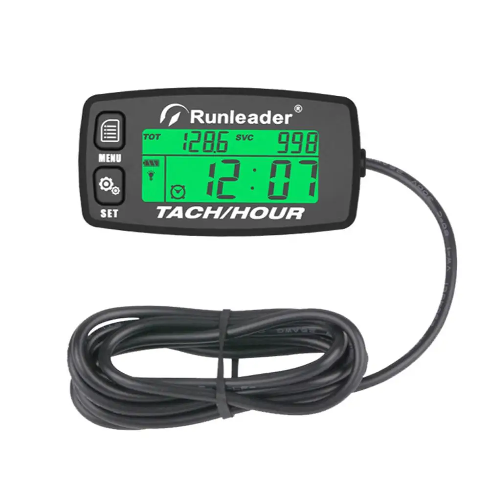 Medidor de tacómetro inductivo HM032B, medidor de hora de motor, RPM, retroiluminado, reiniciable, para motocicleta, ATV, cortacésped
