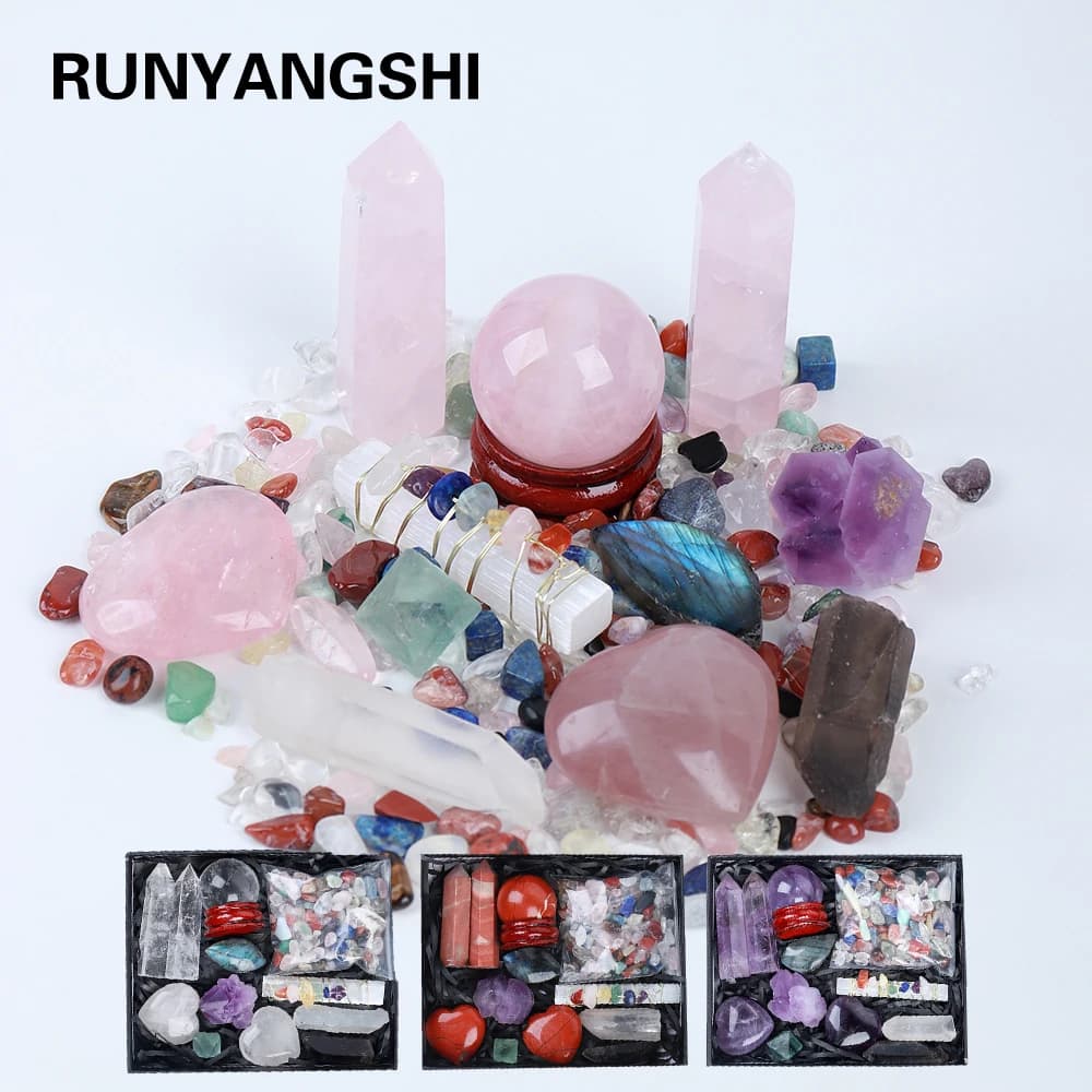 Varita mágica de piedra natural, punto cristalino, piedra de curación, chakra colección de piedra reiki, cristal, artesanías con caja de regalo