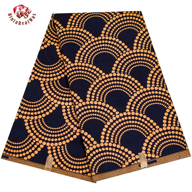 BintaRealWax-patrón de abanico de tela africana, tela de Ankara de poliéster Farbic para coser Material de impresión de cera por el diseñador del patio FP6390