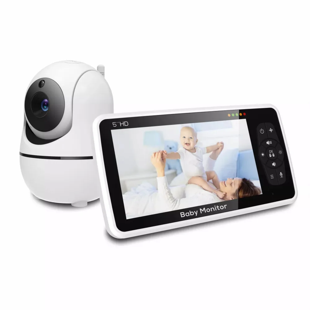Monitor de vídeo para bebé de 5 pulgadas con cámara y Audio, Zoom 4X, batería de 22 horas, rango de 1000 pies, Sensor de temperatura bidireccional, cuna, nuevo