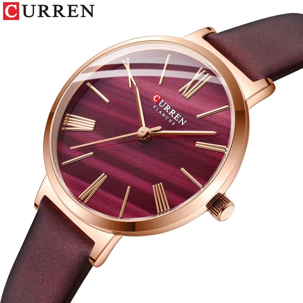 Relojes CURREN de moda para mujer, reloj de pulsera de cuarzo con correa de cuero, reloj fino Simple clásico