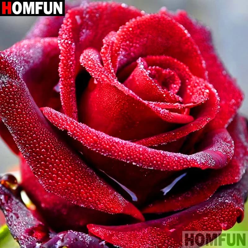 HOMFUN-pintura de diamante redondo/cuadrado completa, cuadro artesanal 5D, "paisaje de flores rosas", bordado de diamantes 3D, punto de cruz, decoración del hogar A19760