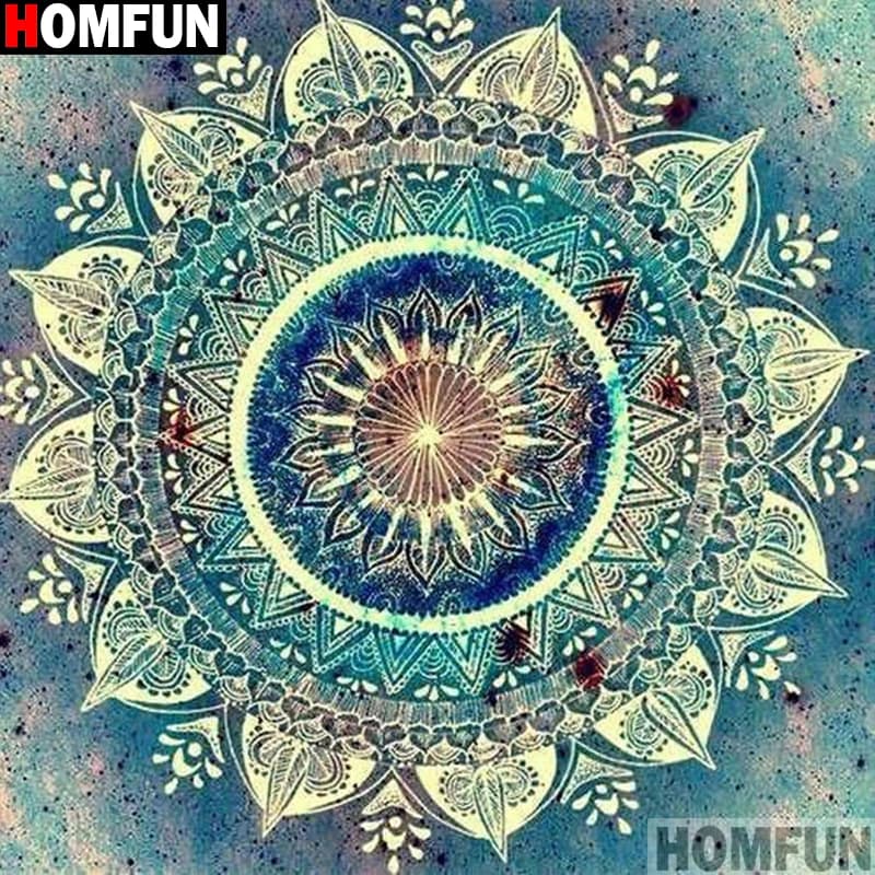 HOMFUN-pintura de diamante redondo/cuadrado completa, cuadro artesanal 5D, "mandala religiosa", bordado 3D, punto de cruz, decoración 5D, regalo A13014