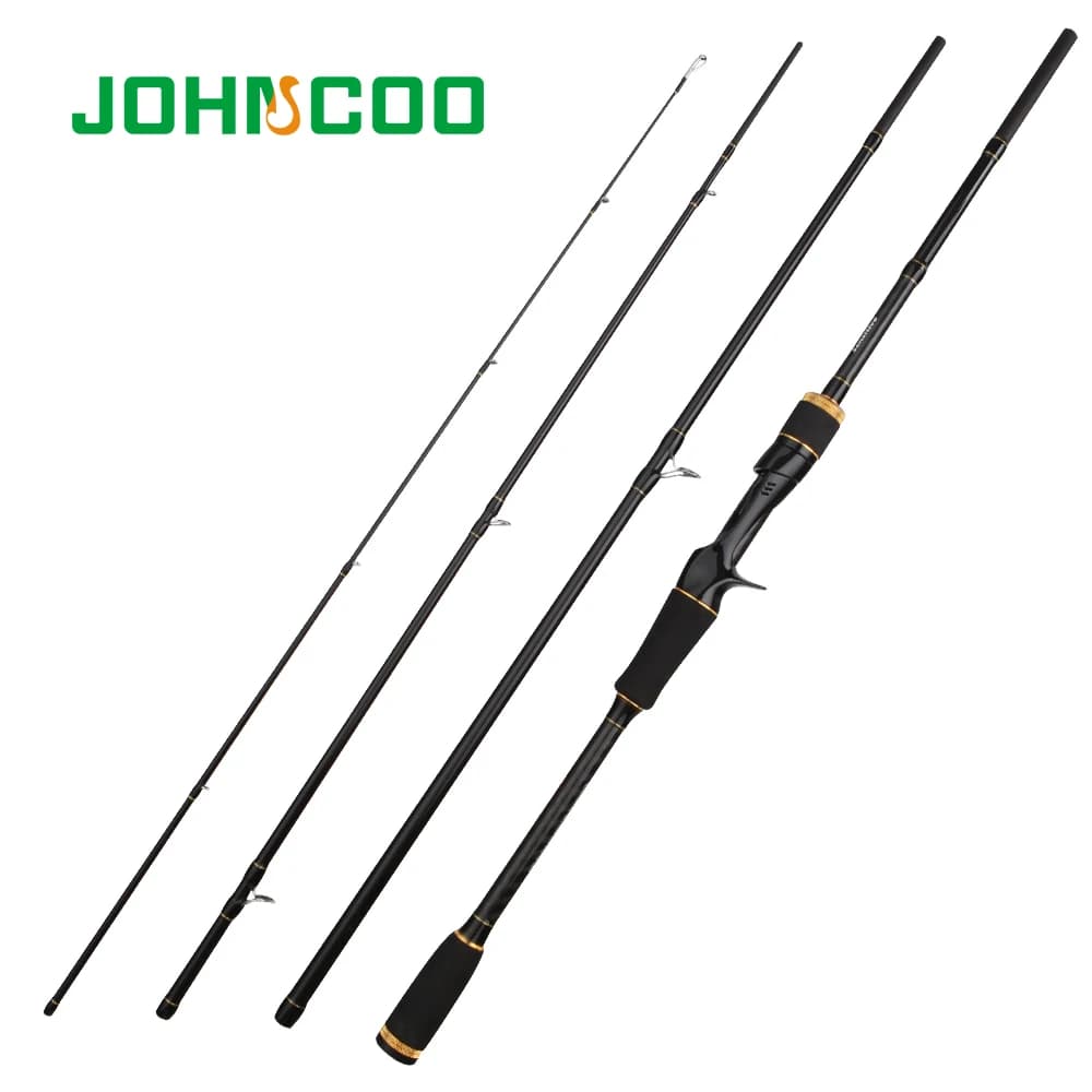 JOHNCOO-caña de pescar de fibra de carbono, herramienta de pesca giratoria de acción rápida, con señuelo sensible de 4 secciones, 2,1 m, 2,4 m, 2,7 m, 5-20g