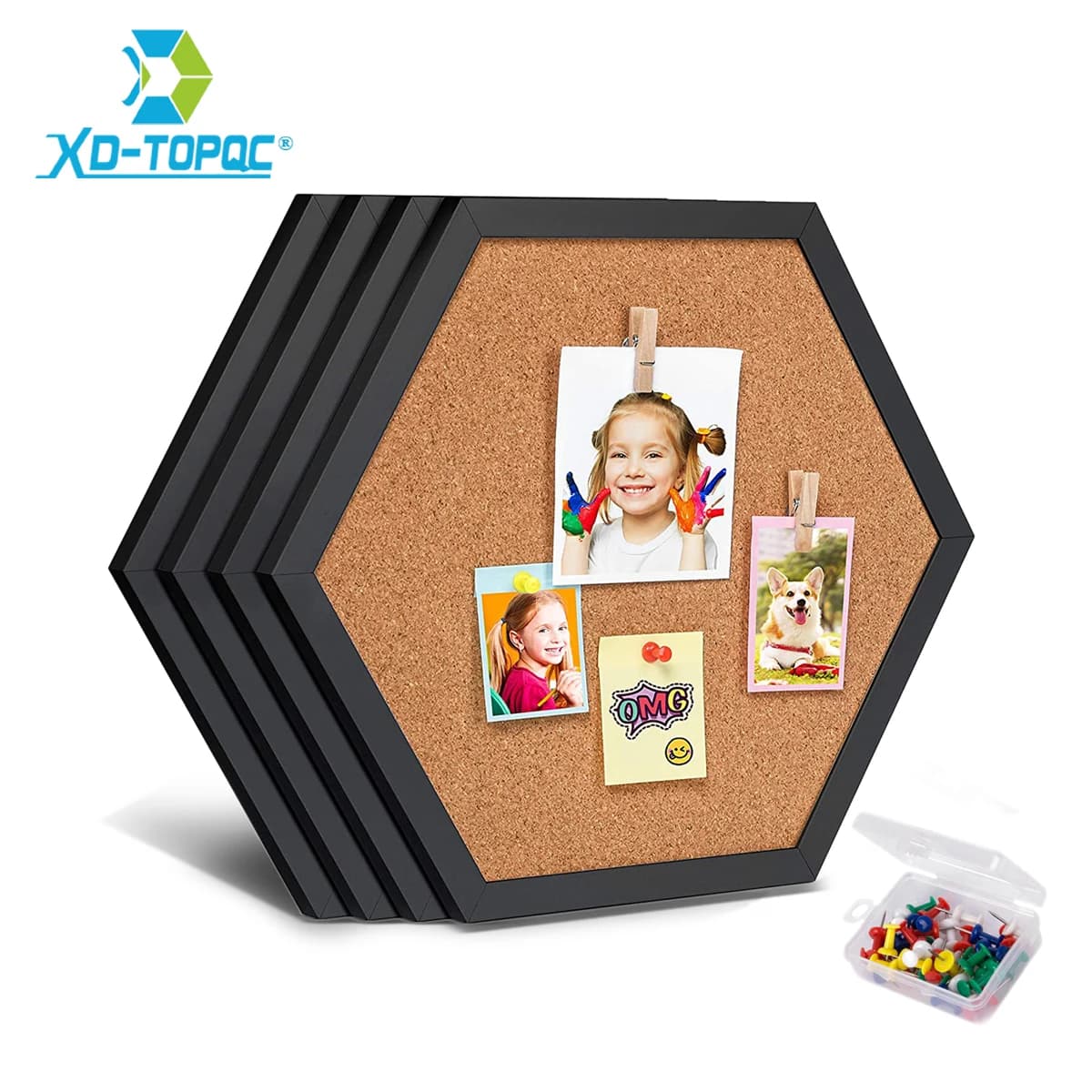 Tablero de corcho hexagonal equilátero, tablero de mensajes innovador, marco de madera, Postales decorativas, tablón de anuncios de pared, nuevo estilo