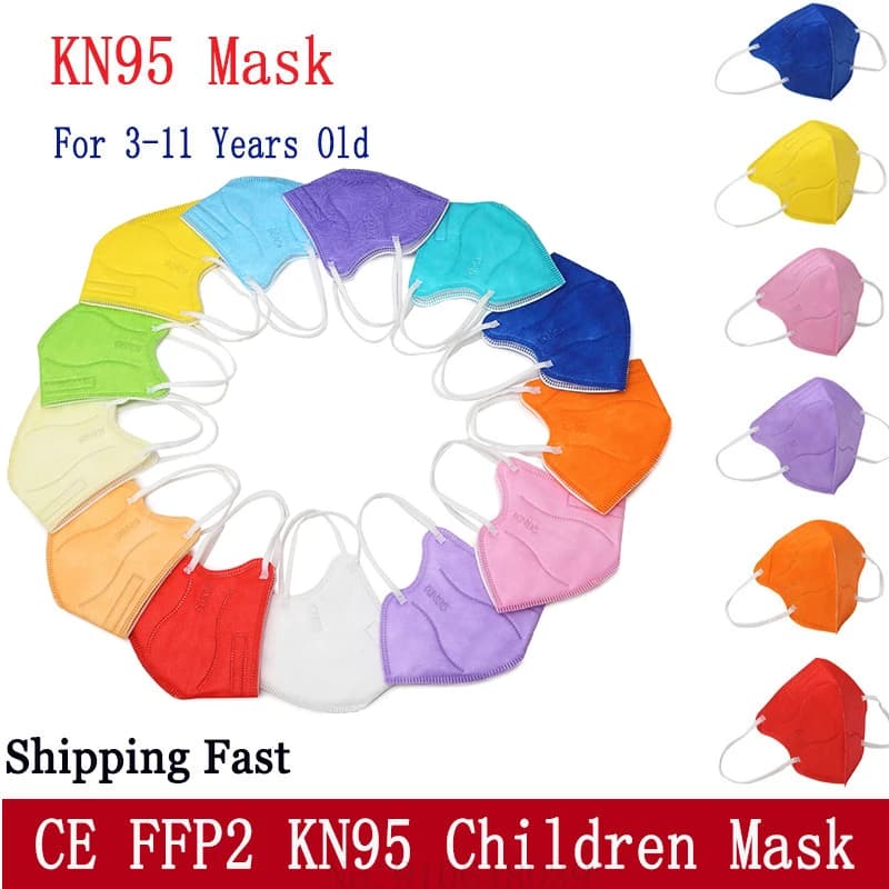 Mascarilla ffp2 KN95 para niños, Máscara protectora a prueba de polvo, transpirable, CE, reutilizable, para niños y niñas de 6 a 14 años