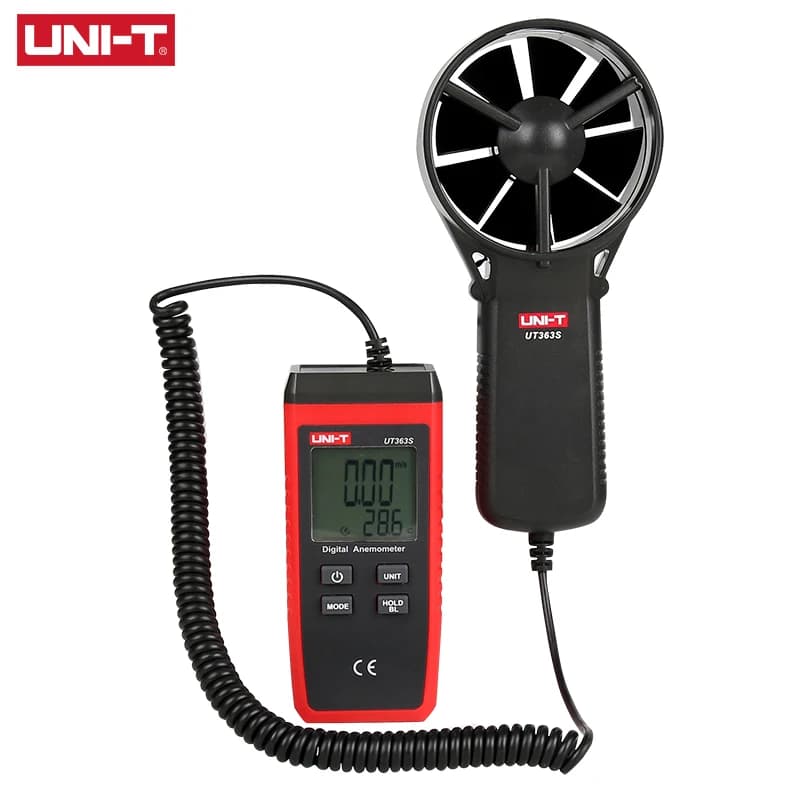 Anemómetro Digital de UNI-T UT363S, Sensor de velocidad del viento, medidores, probador de temperatura, instrumentos de medición, 0,4 ~ 30 m/s