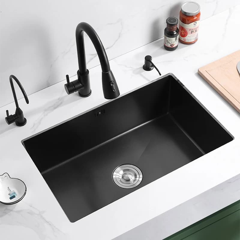 Fregadero de cocina de acero inoxidable 304, lavabo empotrado de un solo tazón, tamaño múltiple, mejora de accesorio de cocina con drenaje