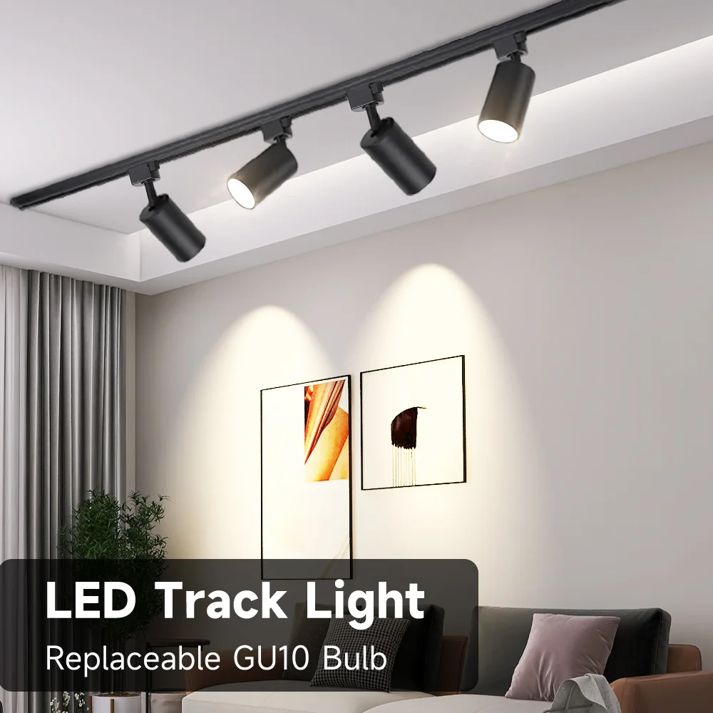 Juego Completo de Luces LED GU10 para Riel, Iluminación de Techo, Lámpara de Cocina Interior, Foco LED para Sala de Estar, Decoración de Tiendas, Foco de Techo