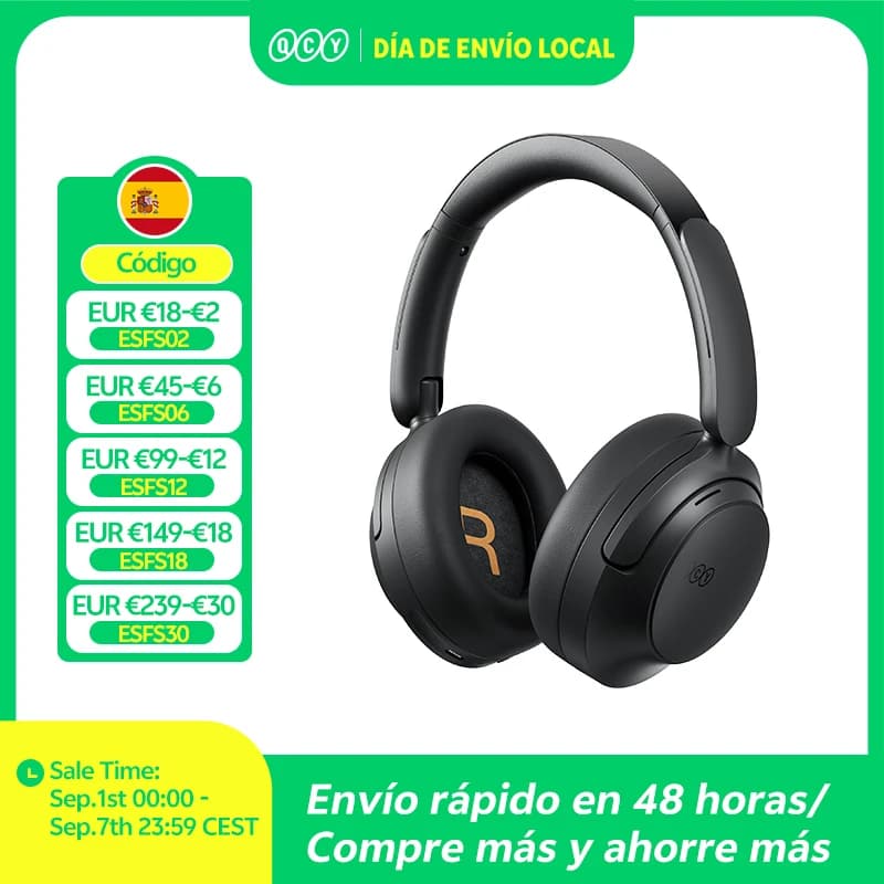 Auriculares QCY H3S con ANC Adaptativo de -56dB, Sonido Espacial de Alta Resolución LDAC, Auriculares Inalámbricos Bluetooth 6.0 con Doble Controlador y 102H de Duración